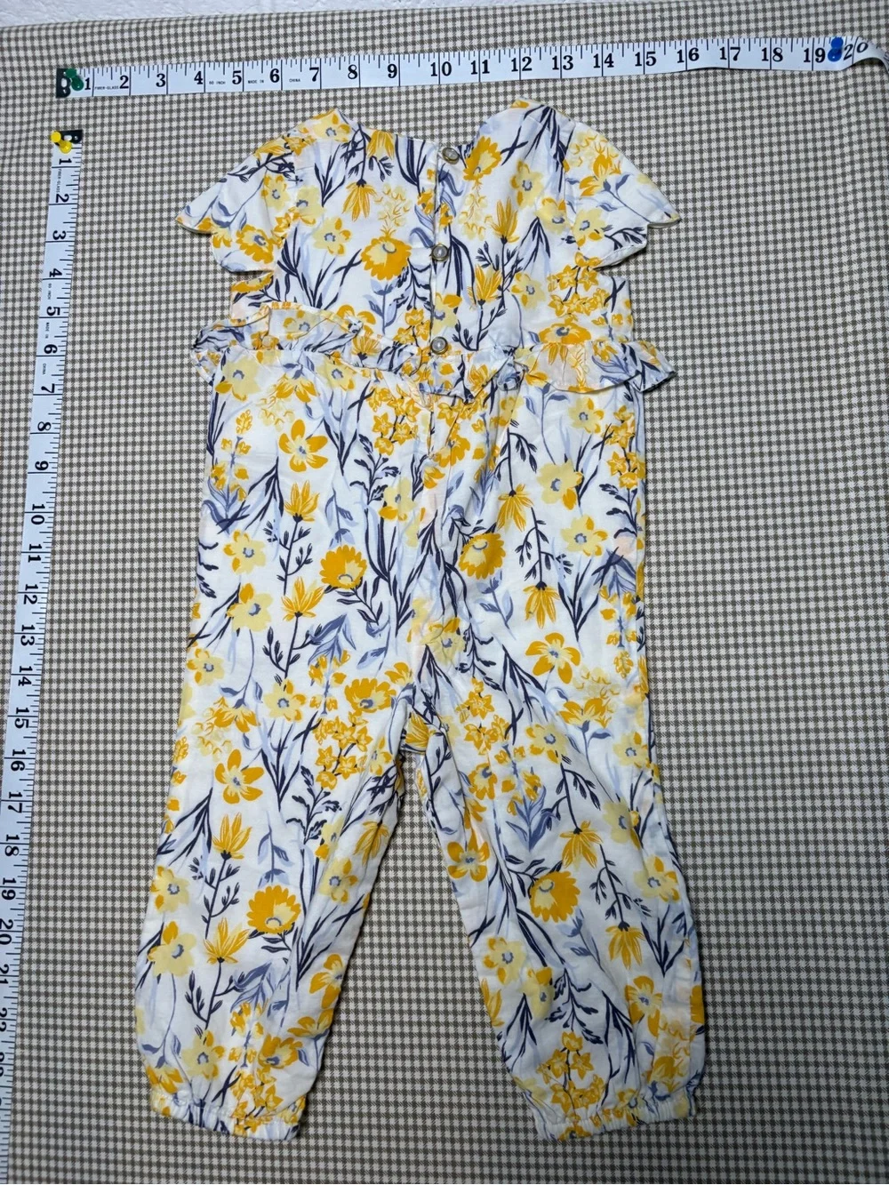 Rachel Zoe Yellow and White Floral Ruffle Jumpsuit Size 12 Months